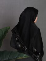 روسری مشکی تور مخملکوب پولکدوزی طوبی