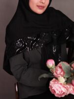 روسری مشکی تور مخملکوب پولکدوزی طوبی