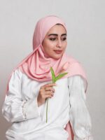 شال کرپ حریر گلبهی