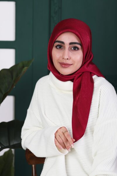روسری ساتن ابریشم زرشکی