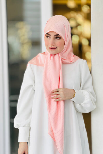 روسری ساتن خطدار گلبهی
