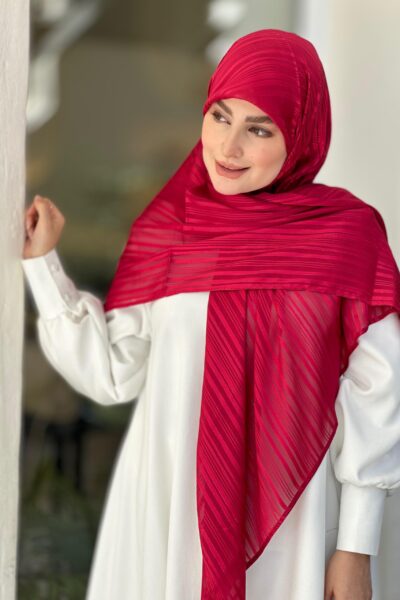 روسری حریر لمه سروین زرشکی