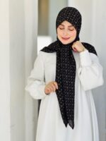 روسری وال نخی ژاکارد گلریز مشکی