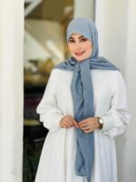 روسری وال نخی راه راه نقرآبی