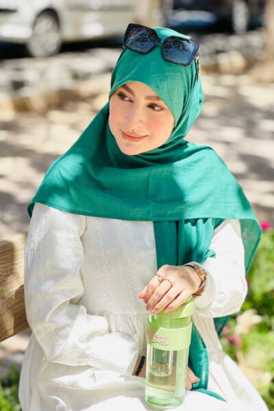 روسری وال نخی سبز یشمی