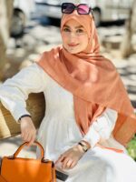 روسری وال نخی هلویی