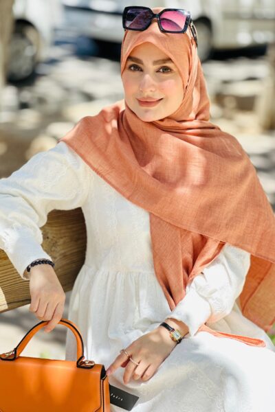 روسری وال نخی هلویی