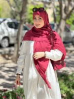 روسری وال نخی زرشکی