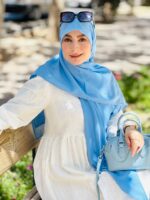 روسری وال نخی اسپان آبی