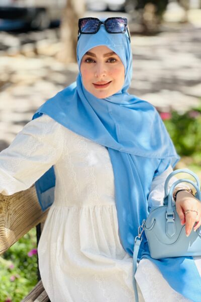 روسری وال نخی اسپان آبی