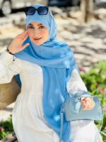 روسری وال نخی اسپان آبی