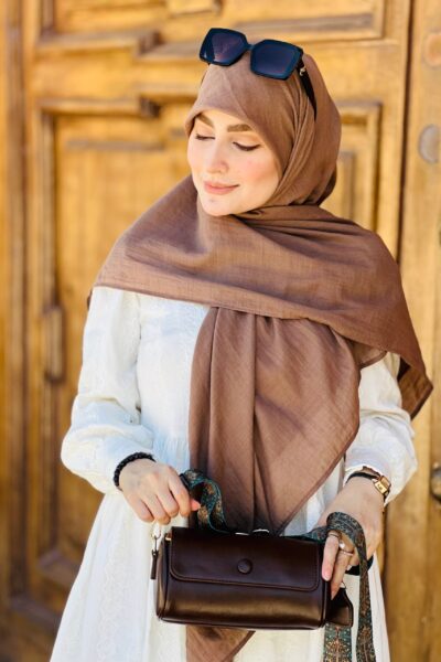 روسری وال نخی قهوه ای