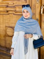 روسری وال نخی نقرآبی