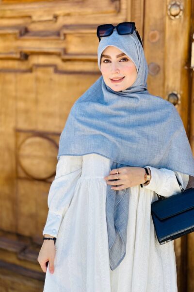 روسری وال نخی نقرآبی