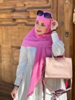 روسری وال نخی صورتی کد 4