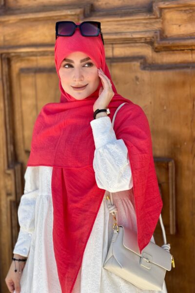 روسری وال نخی قرمز