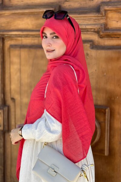 روسری وال نخی قرمز