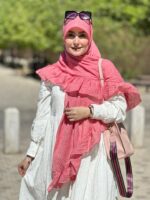 روسری چیندار صورتی وال نخی