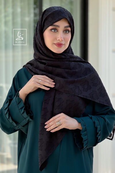 روسری حریر نخ دووره طرح لوزی