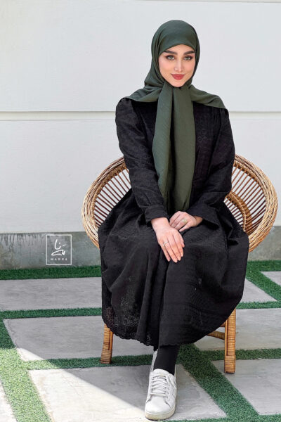 روسری کریشه لمه سبز زیتونی