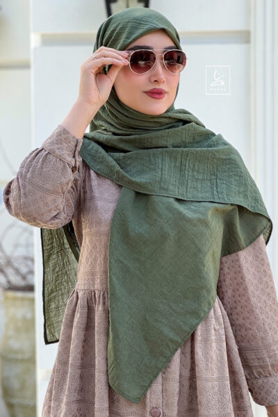 روسری وال نخی زیتونی 2
