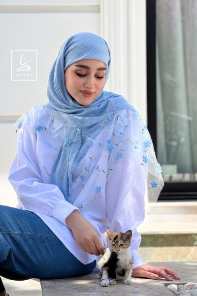 روسری توردار آبی