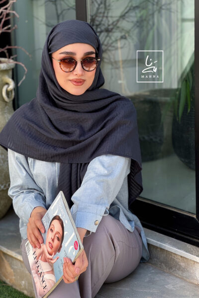 روسری وال نخی راه راه نوک مدادی