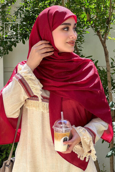 روسری کریشه لمه زرشکی