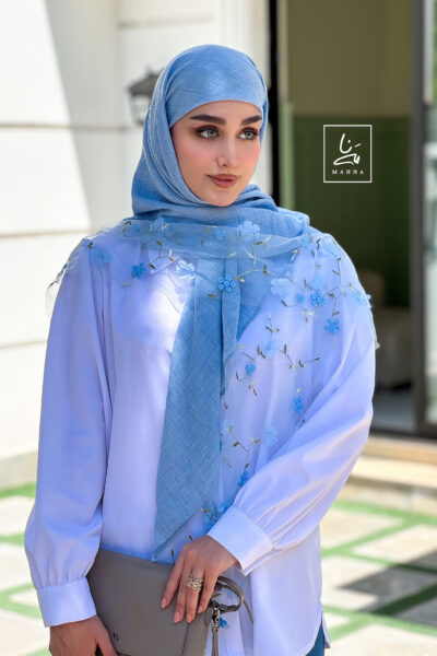 روسری توردار آبی