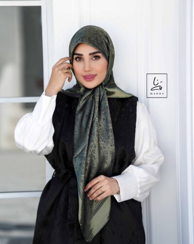 روسری ژاکارد ترک سبز زیتونی