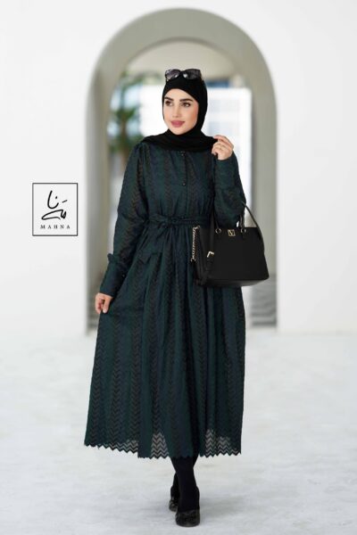 مانتو خامه دوزی سه نخ سبز