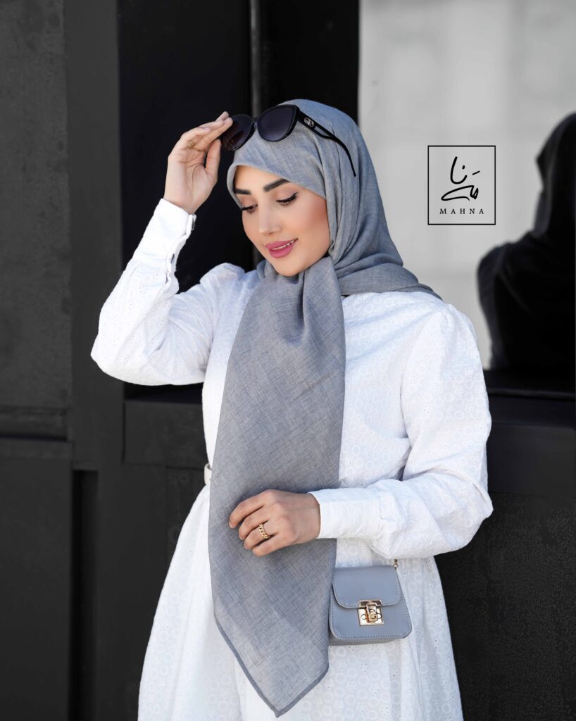 روسری وال نخی طوسی تیره