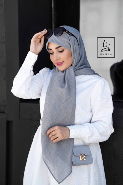 روسری وال نخی طوسی تیره