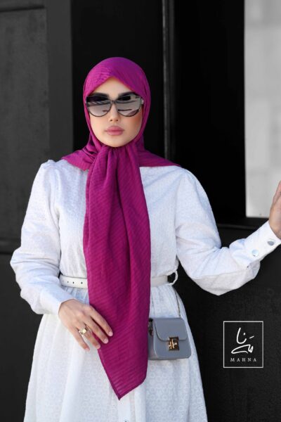 روسری وال نخی راه راه سرخابی