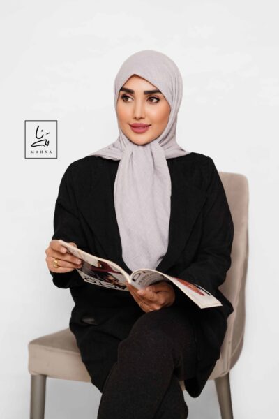 روسری وال نخی طوسی یاسی روشن