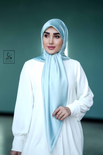 روسری ساتن حریر فیروزه ای