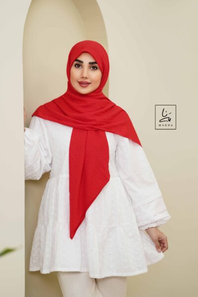 روسری وال نخی راه راه قرمز