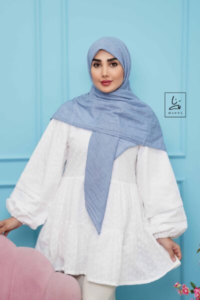 روسری وال نخی آبی جین