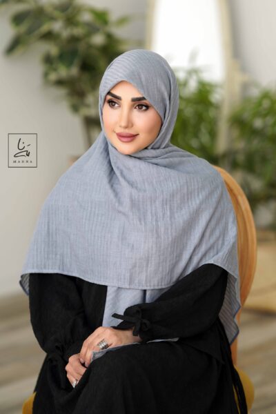 روسری وال نخی راه راه طوسی