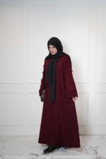 عبا پاپیونی مخمل کبریتی زرشکی