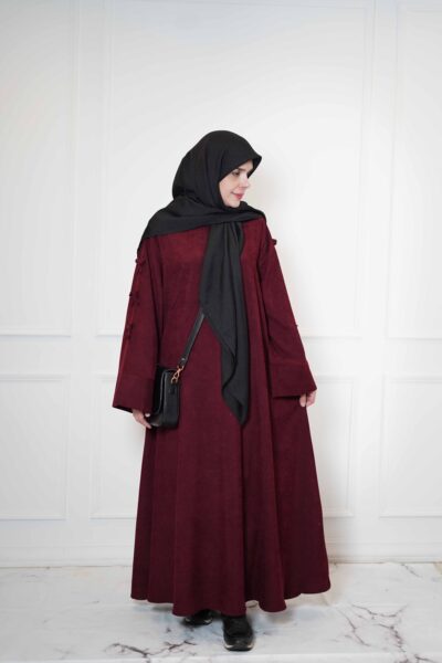 عبا پاپیونی مخمل کبریتی زرشکی