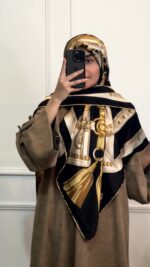 روسری ابریشم ژاکارد وارداتی ترک طرح زنجیری