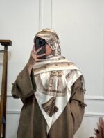 روسری ابریشم ژاکارد وارداتی ترک طرح زنجیری