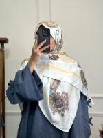 روسری ابریشم ژاکارد وارداتی ترک طرح هورس