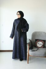 عبا ژاکارد سورمه ای پروانه