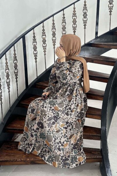 پیراهن باتیک مرجان طرح گل سبز